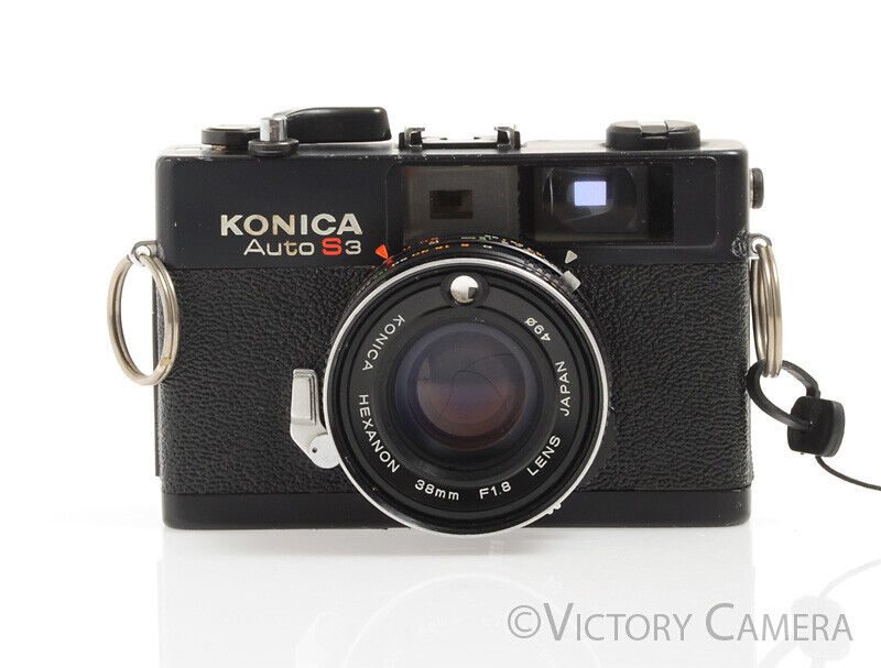 Konica Auto S3 Black 35mm Film Point-and-Shoot Camera w/ 38mm f1.8 Lens -As-Is-