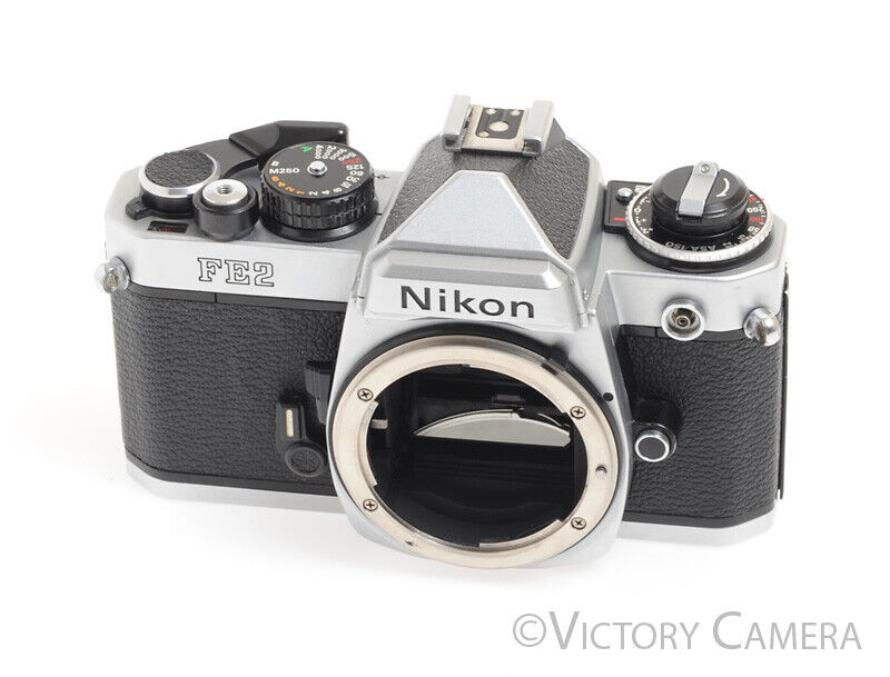 Nikon FE2 FE-2 Chrome 35mm Film Camera Body -Bargain, No Meter-