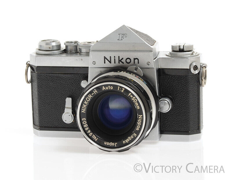 Nikon F Early 1960/61 64xxx w/ 50mm f2 Lens, Eye Level Finder -Good Seals- [EXC] - Victory Camera