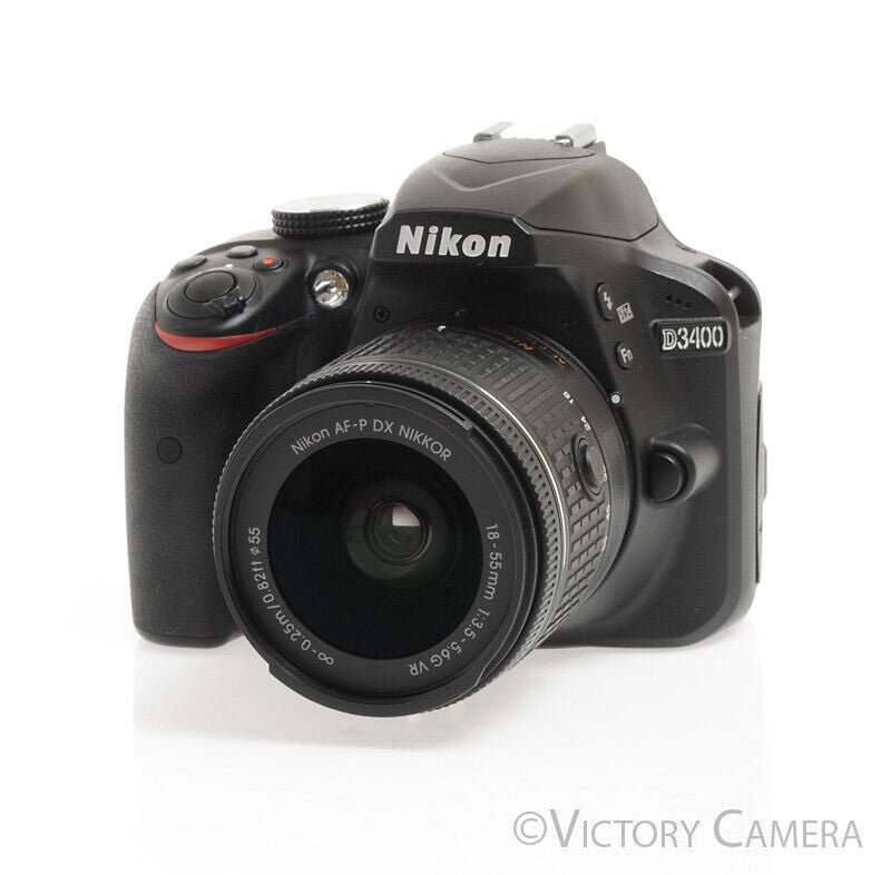Nikon D3400 Digital SLR Camera Body 24.2mp w/ 18-55mm Lens ~1900 Shutt
