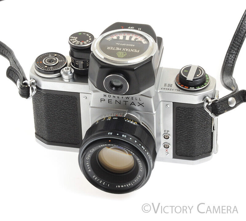 Pentax H1 Chrome 35mm SLR Camera w/ Meter &amp; Takumar 55mm f2.2 lens