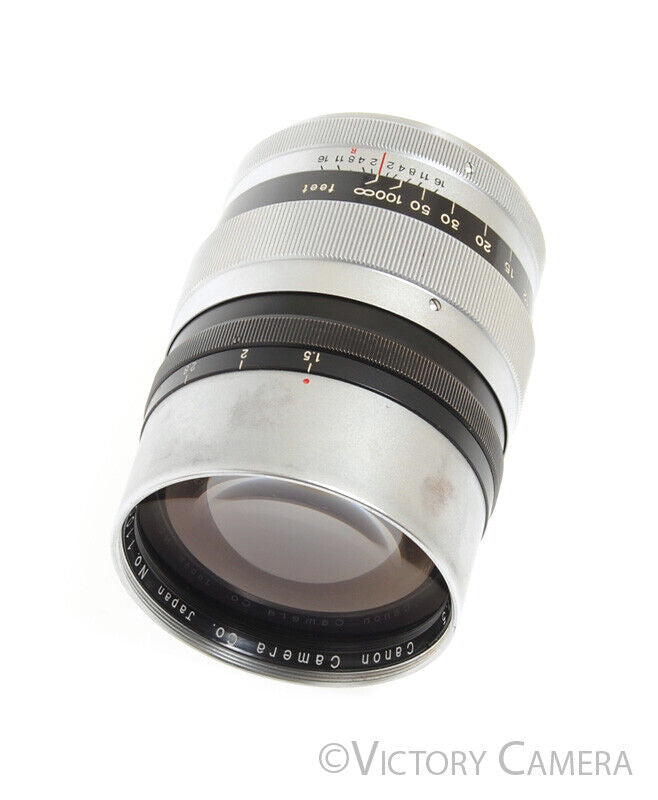 Canon Rare 85mm f1.5 LTM L39 Screw Mount Lens -Very Clean w/ Finder &amp; Case- - Victory Camera