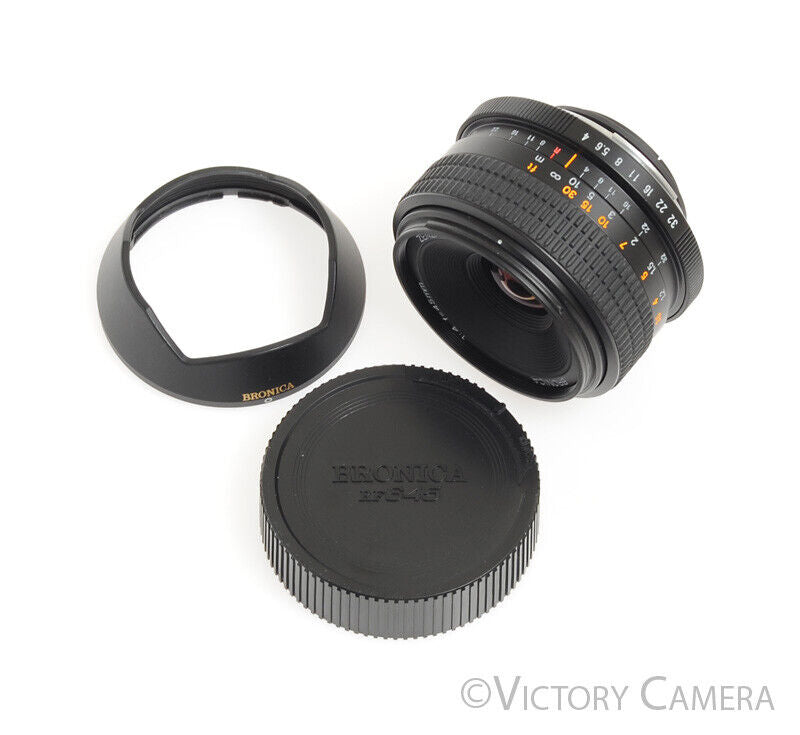 Bronica Zenzanon-RF 45mm F4 Wide-Angle Prime Lens w/ Finder -Clean- - Victory Camera