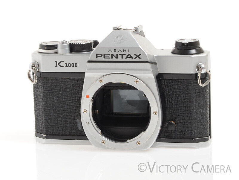 Pentax K1000 Chrome 35mm Film SLR Camera Body -New Seals, No Meter-