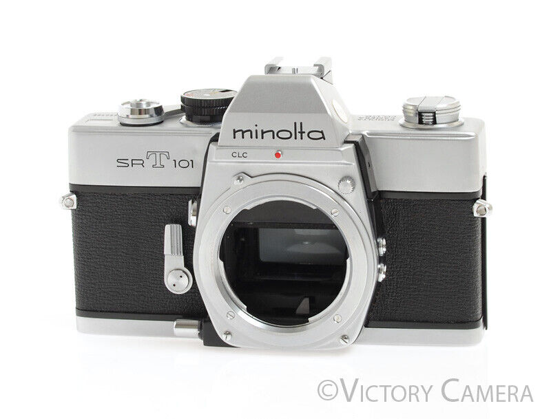 Minolta SRT101 SRT 101 Chrome 35mm Film SLR Camera Body -New Seals- - Victory Camera