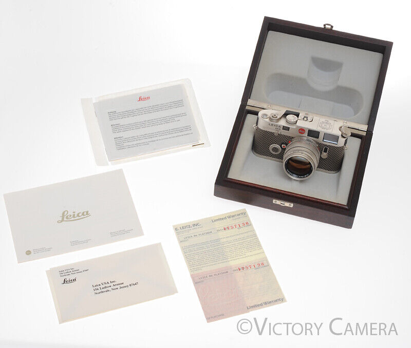 Leica M6 w/ 50mm Summilux 150 Jahre Set Platinum Film Rangefinder Camera -Mint- - Victory Camera