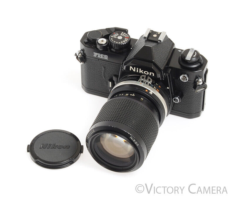 Nikon FM-2n FM2n Black Camera Body w/ 35-105mm F3.5-4.5 AI-S Lens -New Seals-