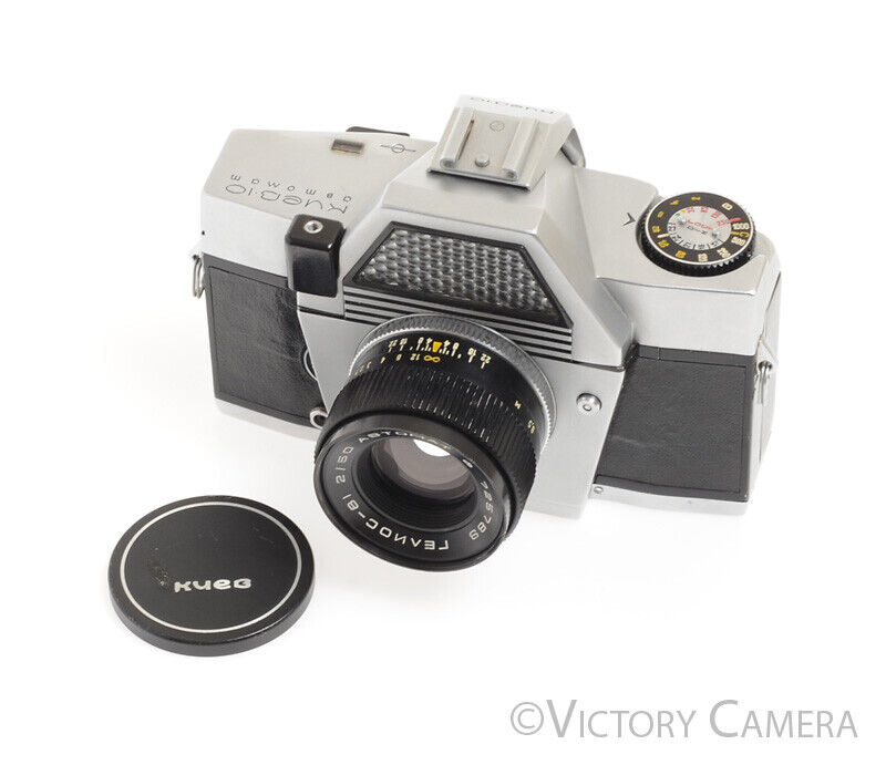 Kiev 10 Automat Chrome 35mm SLR w/ 50mm f2 Lens -Gold Aperture and Shutter- - Victory Camera
