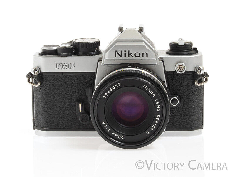 Nikon FM2 Chrome 35mm Film SLR w/ Nikon Series E 50mm f1.8 Lens -New Seals- - Victory Camera