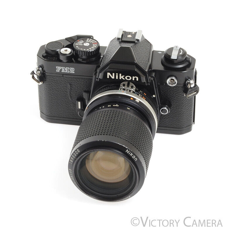 Nikon FM-2n FM2n Black Camera Body w/ 35-105mm F3.5-4.5 AI-S Lens -New Seals- - Victory Camera