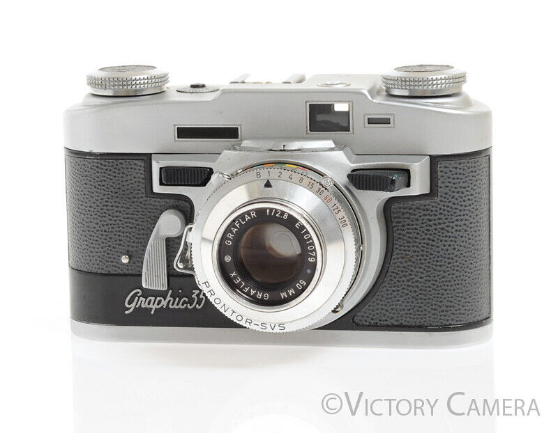 Graflex Graphic 35 Chrome 35mm Rangefinder Camera w/ 50mm f3.5 Lens -Clean- - Victory Camera