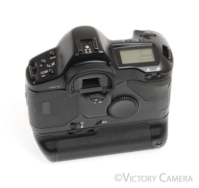 Canon EOS-1N Black Autofocus 35mm FILM SLR w/ E1 Battery Grip -Nice- - Victory Camera