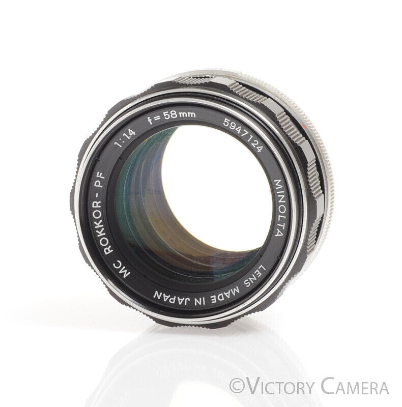 Minolta Rokkor-PF MC 58mm F1.4 Prime Lens -Clean- - Victory Camera