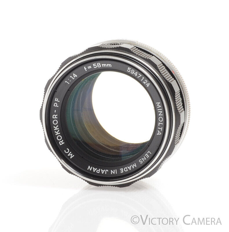 Minolta Rokkor-PF MC 58mm F1.4 Prime Lens -Clean-