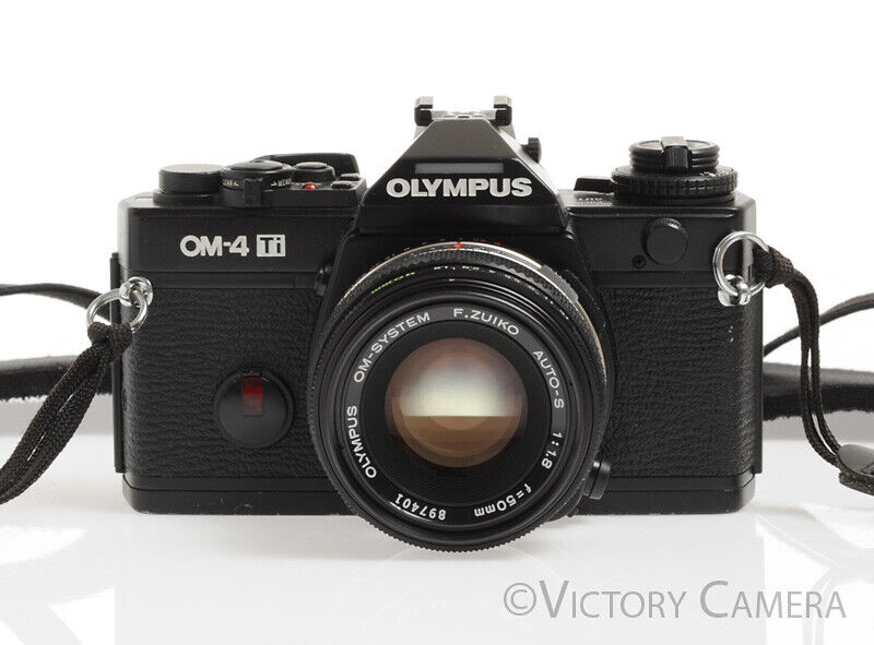 Olympus OM-4Ti OM-4 Ti Rare Black 35mm Camera w/ 50mm f1.8 Lens -Good Seals- - Victory Camera