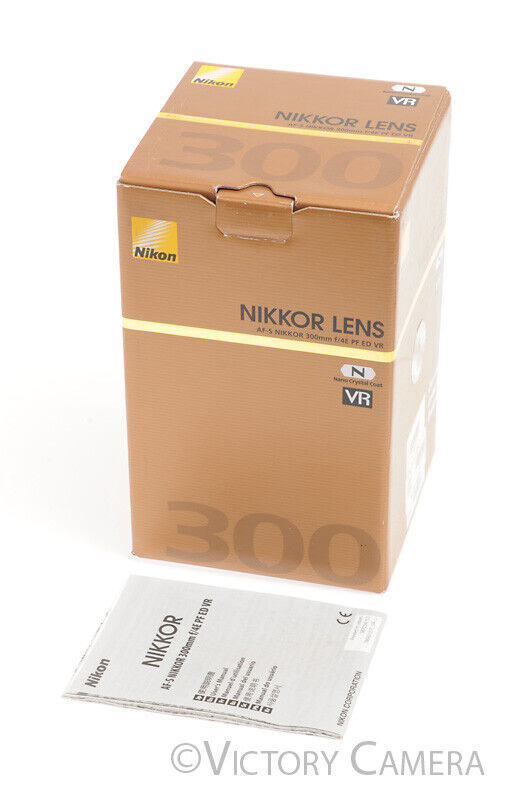Nikon Nikkor 300mm f4E PF ED N VR Lens Box w/ Manual -Box Only, Clean- - Victory Camera