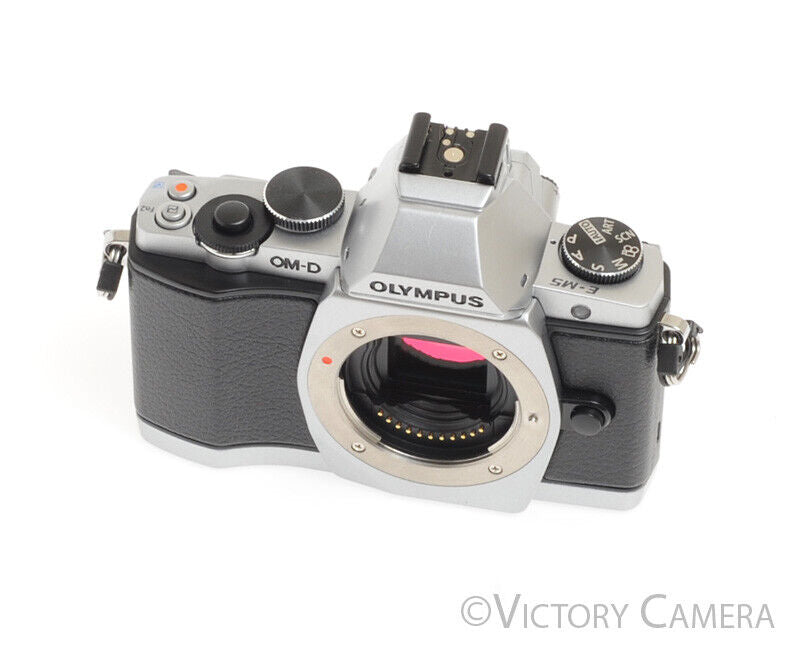 Olympus OM-D E-M5 16.1MP Chrome Mirrorless Digital Camera Body -ONLY 220 SHOTS- - Victory Camera