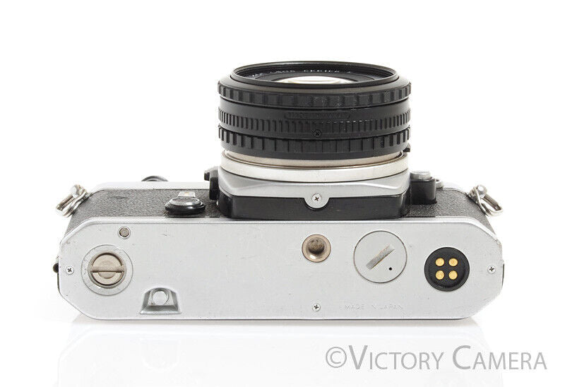Nikon FE Chrome 35mm Film SLR Camera w/ Nikon E 50mm F1.8 Lens -New Seals-