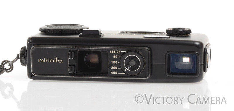 Minolta 16 MG-S Black 16mm Subminiature Camera w/ 23mm f2.8 Lens -Clean in Case- [EXC] - Victory Camera