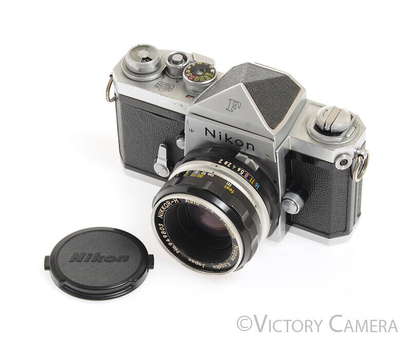 Nikon F Early 1960/61 64xxx w/ 50mm f2 Lens, Eye Level Finder -Good Seals- - Victory Camera