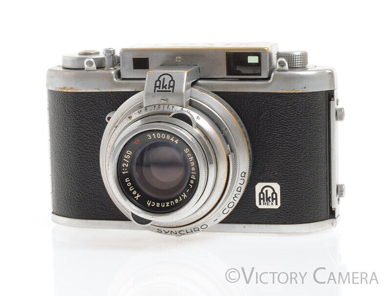 Akarex III Chrome 35mm Rangefinder w/ 50mm f2 Schneider Xenon Lens -Light Haze- [EXC-] - Victory Camera