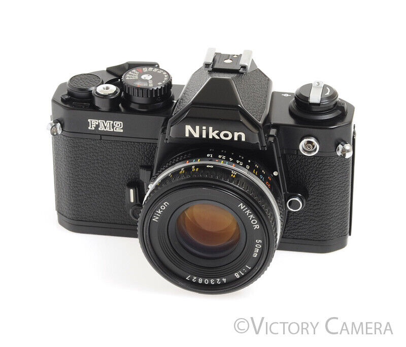 Nikon FM-2n FM2n Black Camera Body w/ 50mm f1.8 AI-S Prime Lens -New Seals-