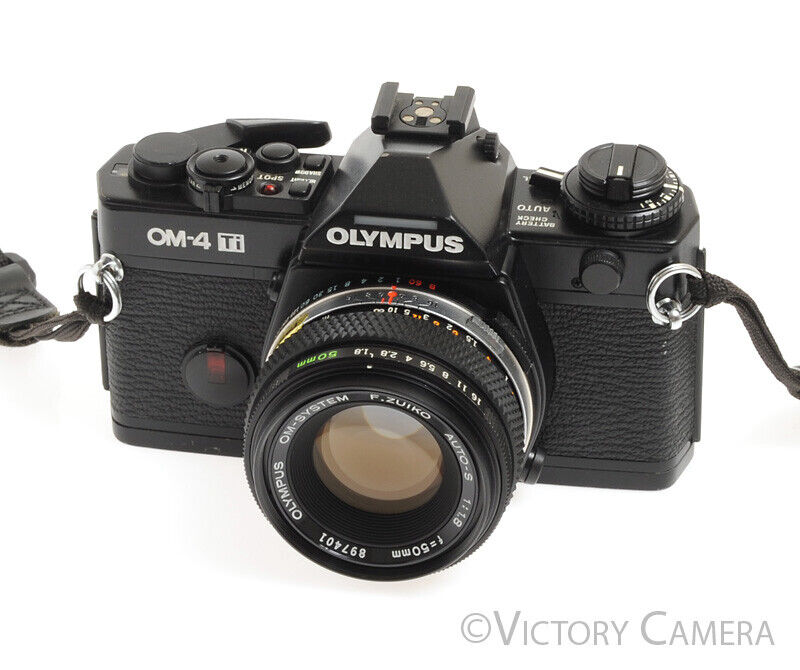 Olympus OM-4Ti OM-4 Ti Rare Black 35mm Camera w/ 50mm f1.8 Lens -Good Seals- - Victory Camera