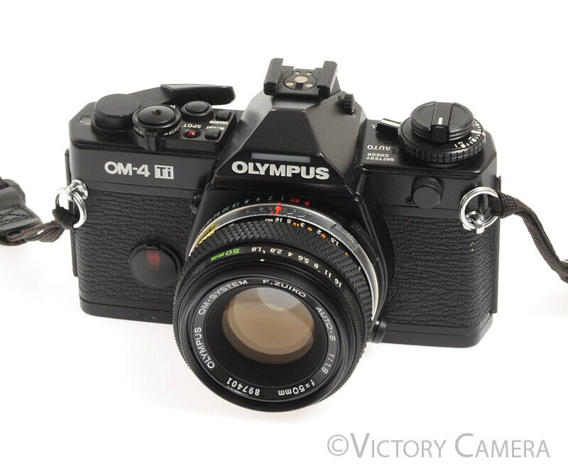 Olympus OM-4Ti OM-4 Ti Rare Black 35mm Camera w/ 50mm f1.8 Lens -Good Seals-