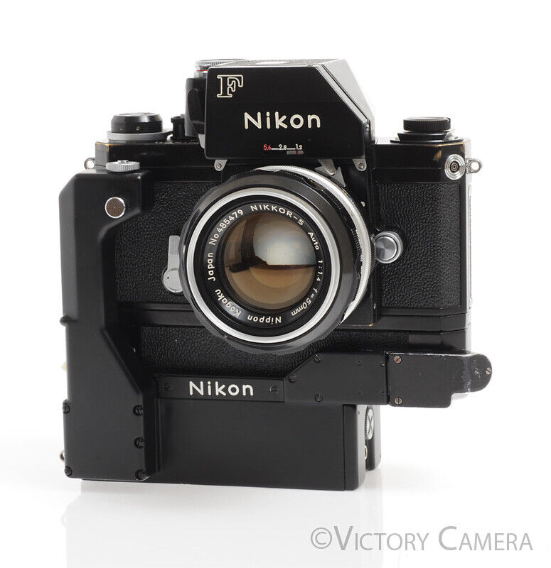 Nikon F Rare Black Photomic FTN w/ F-36 Motordrive &amp; 50mm f1.4 Lens -Very Clean- - Victory Camera