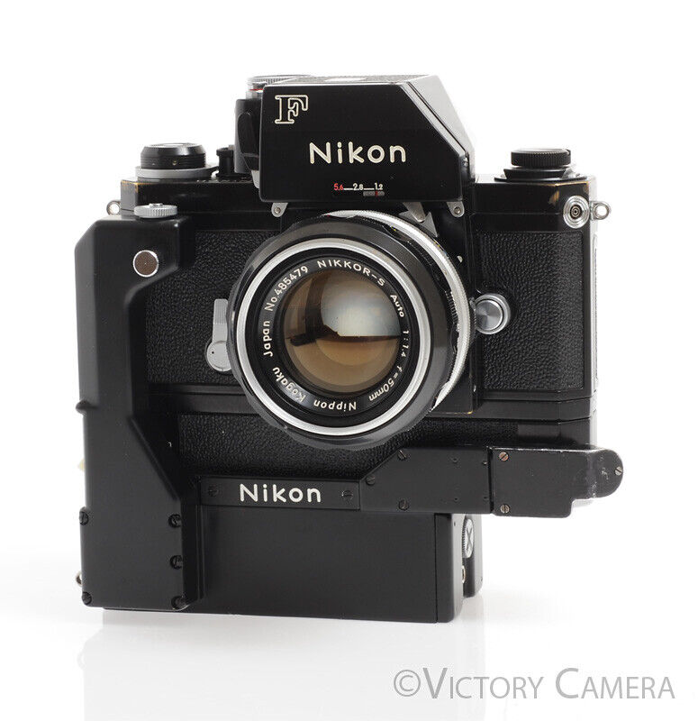 Nikon F Rare Black Photomic FTN w/ F-36 Motordrive & 50mm f1.4 Lens -Very Clean- - Victory Camera