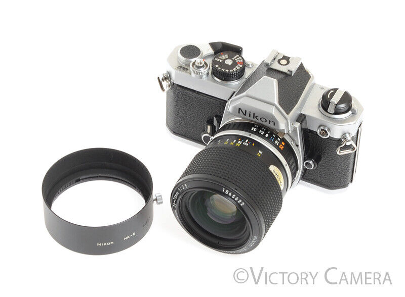 Nikon FM Early Version Chrome 35mm SLR Camera w/ 36-72mm F3.5 Lens -New Seals-