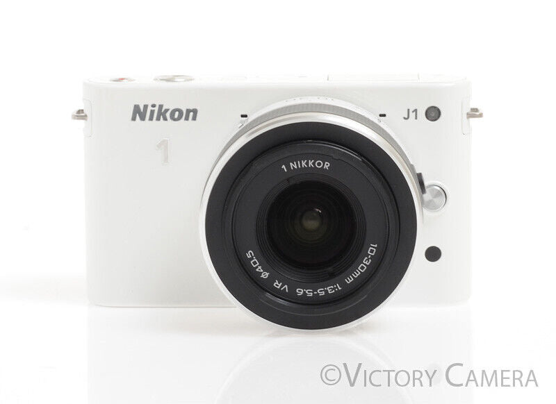 Nikon 1 J1 White Mirrorless 10.1MP Digital Camera Body w/ 10-30mm Lens