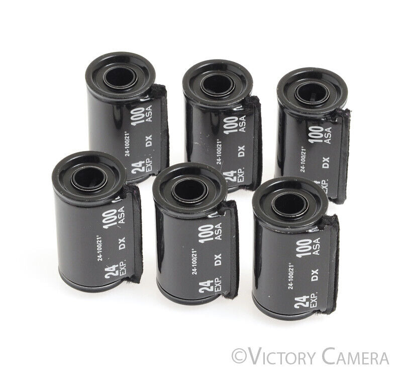 6x Black Metal Reloadable DX Coded 100 ASA 35mm Film Cartridges Canister - Victory Camera
