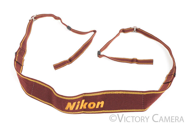 Nikon Genuine AN-6W Maroon / Yellow Camera Neck Strap w/ Engraved Metal for F4 - Victory Camera