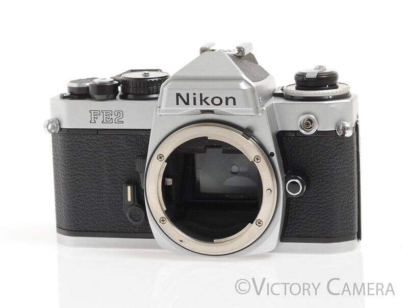 Nikon FE2 FE-2 Chrome 35mm Film Camera Body -Bargain, No Meter-