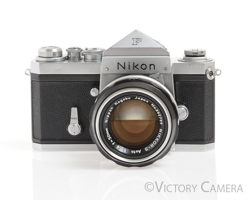 Early 1960/61 64xxx Nikon F w/ 50mm f1.4 Lens, Eye Level Finder -New Seals- [EXC+] - Victory Camera