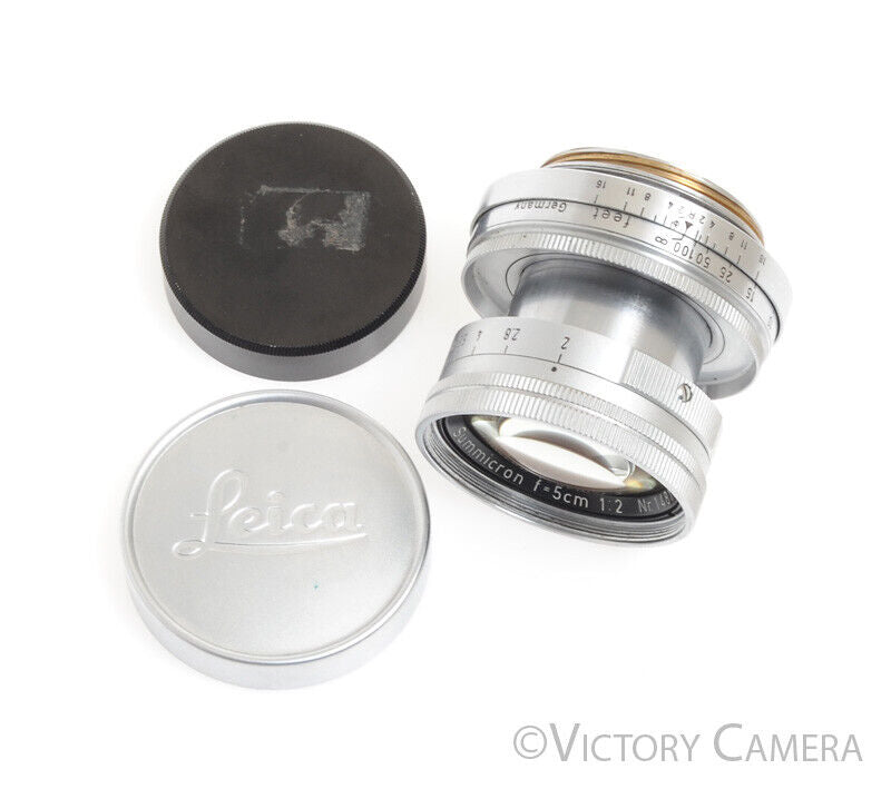 Leica 5cm 50mm f2 Collapsible Summicron LTM Prime Lens with Caps -Nice-