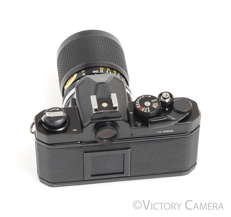 Nikon FM Black 35mm Camera w/ 35-105mm f3.5 Zoom Lens -New Seals-