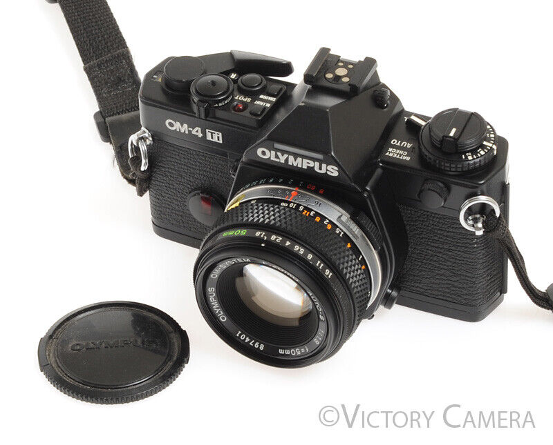 Olympus OM-4Ti OM-4 Ti Rare Black 35mm Camera w/ 50mm f1.8 Lens -Good Seals- - Victory Camera