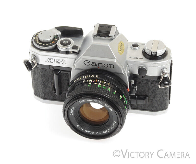 Canon AE-1 35mm Chrome Camera 50mm F1.8 Lens -New Seals- - Victory Camera
