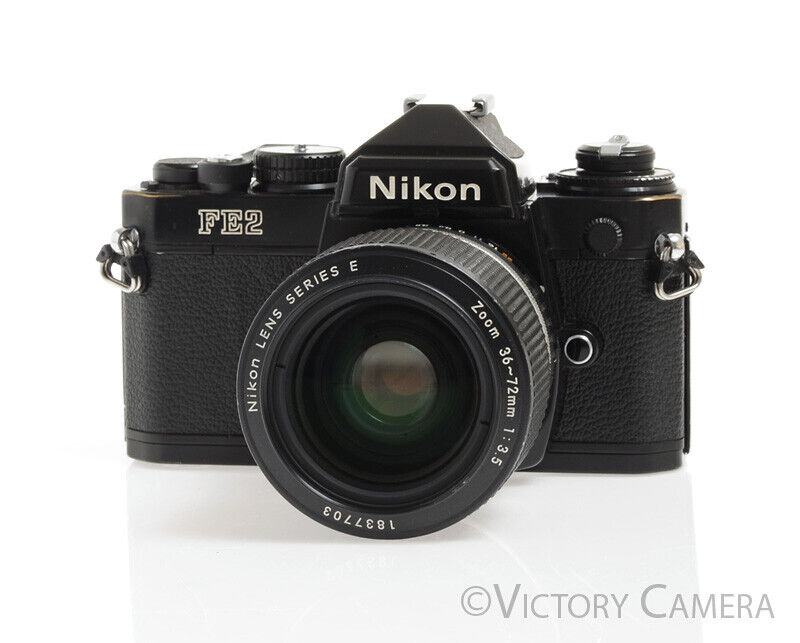 Nikon FE-2 FE2 Black Camera w/ 36-72mm AI-S Zoom Lens -New Seals-