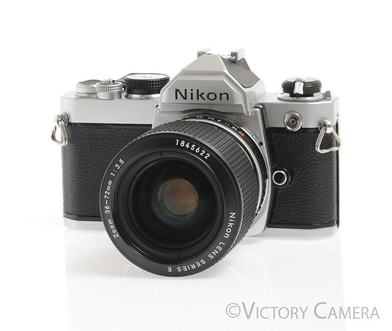 Nikon FM Early Version Chrome 35mm SLR Camera w/ 36-72mm F3.5 Lens -Ne
