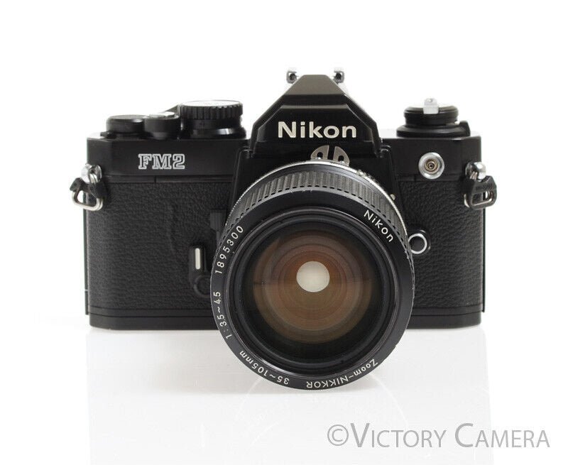 Nikon FM-2n FM2n Black Camera Body w/ 35-105mm F3.5-4.5 AI-S Lens -New Seals- - Victory Camera