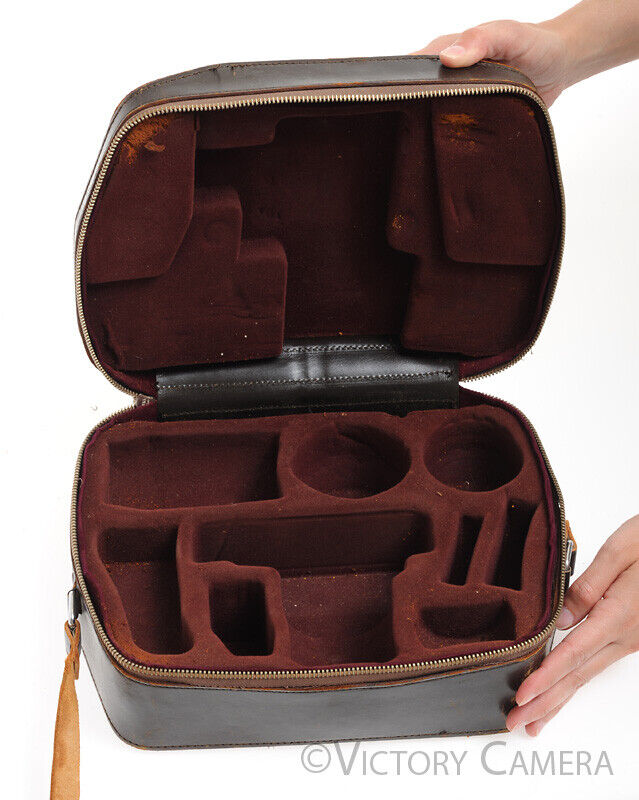 Nikon F Brown Hard Leather System Case -Read, Broken Zipper-