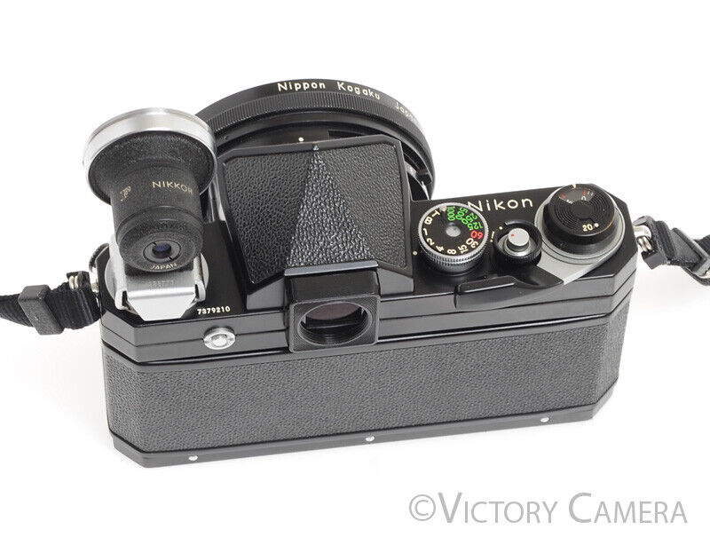 Nikon F Black Body w/ Rare 7.5mm f5.6 Fish Eye Nikkor Lens &amp; Viewfinder -Cool-