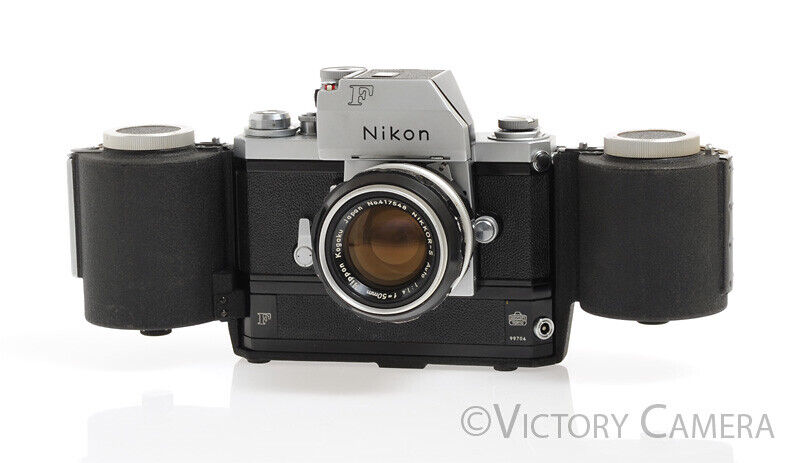 Nikon F Chrome 35mm Camera w/ Rare 250 Exp. MF-1 Mag, 50mm f1.4 -Display Only- - Victory Camera