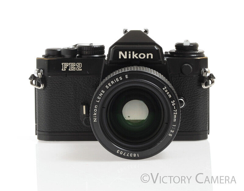 Nikon FE-2 FE2 Black Camera w/ 36-72mm AI-S Zoom Lens -New Seals-