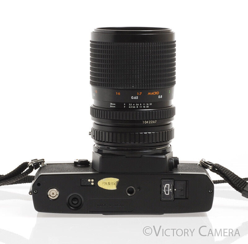 Revue AM Quartz Black 35mm SLR w/ 28-84mm Zoom Lens &amp; Half Case -New Seals-
