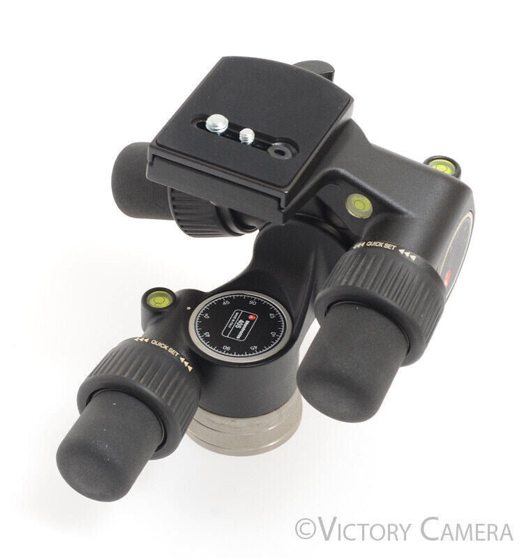 Manfrotto 405 3-Way Tripod Head w/ 410PL QR Quick Release Plate -Nice-