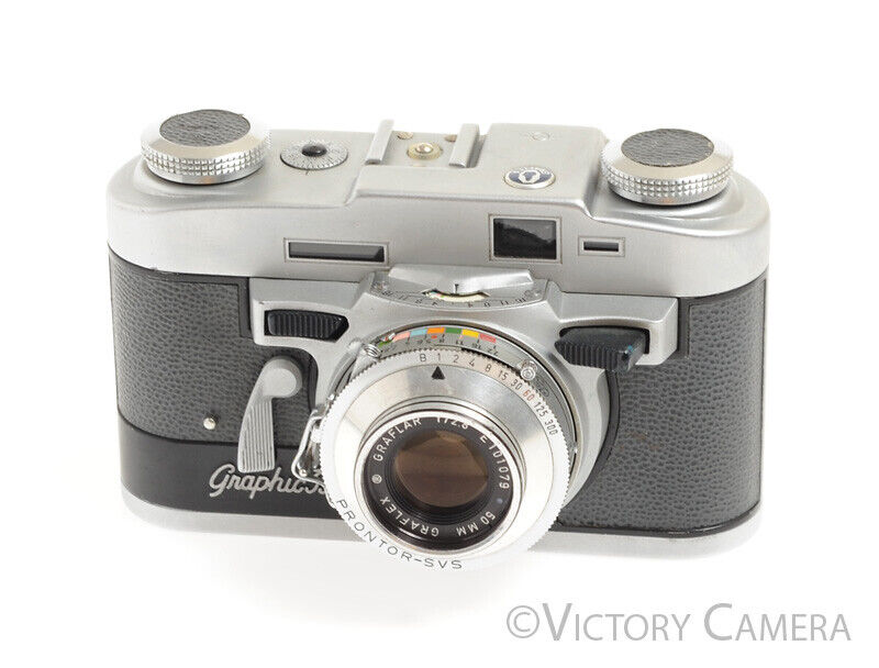 Graflex Graphic 35 Chrome 35mm Rangefinder Camera w/ 50mm f3.5 Lens -Clean- - Victory Camera
